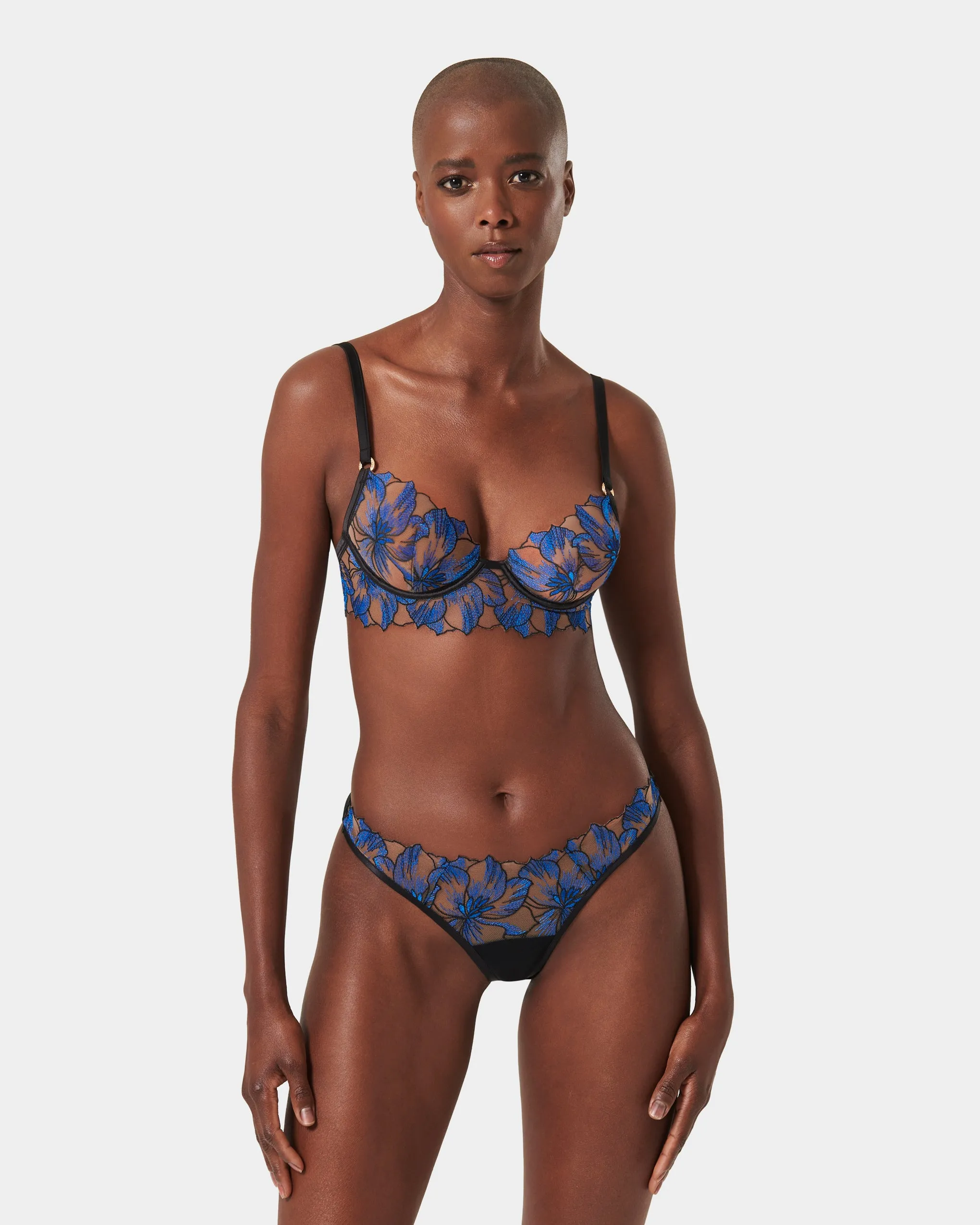 Set: Lyandra Egyptian Blue/Black/Sheer sold by Bluebella