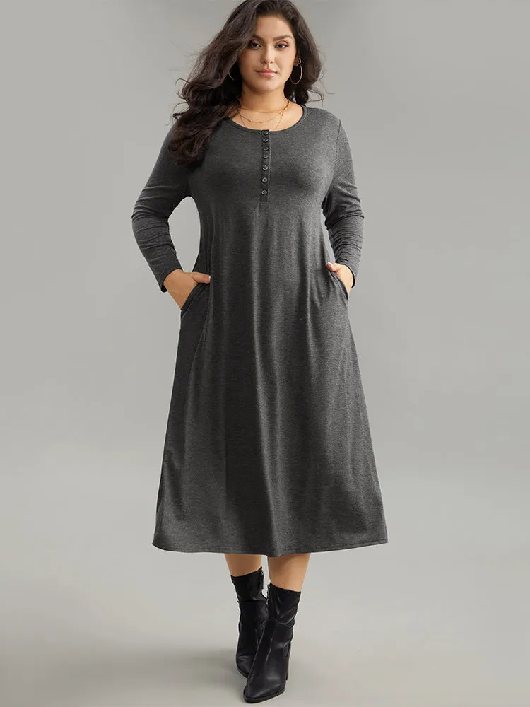 Supersoft Solid Button Up Pocket Dress sold by Bloomchic