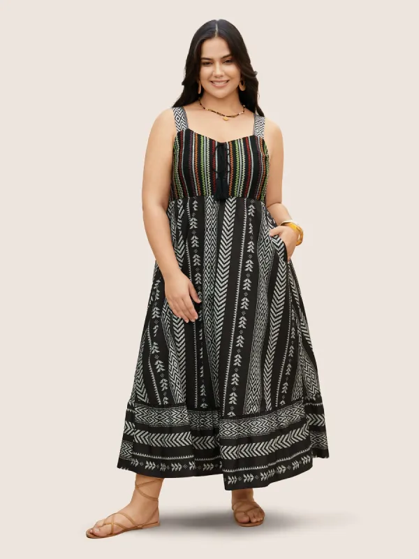 Crocheted Bandana Striped Tassel Trim Dress sold by Bloomchic