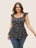 Ditsy Floral Tiered Ruffles Lace Trim Tank Top sold by Bloomchic