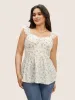 Ditsy Floral Tiered Ruffles Lace Trim Tank Top sold by Bloomchic