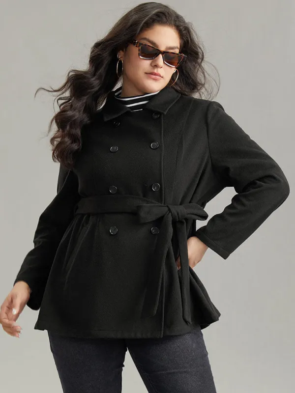 Plain Belted Double Breasted Pocket Coat sold by Bloomchic