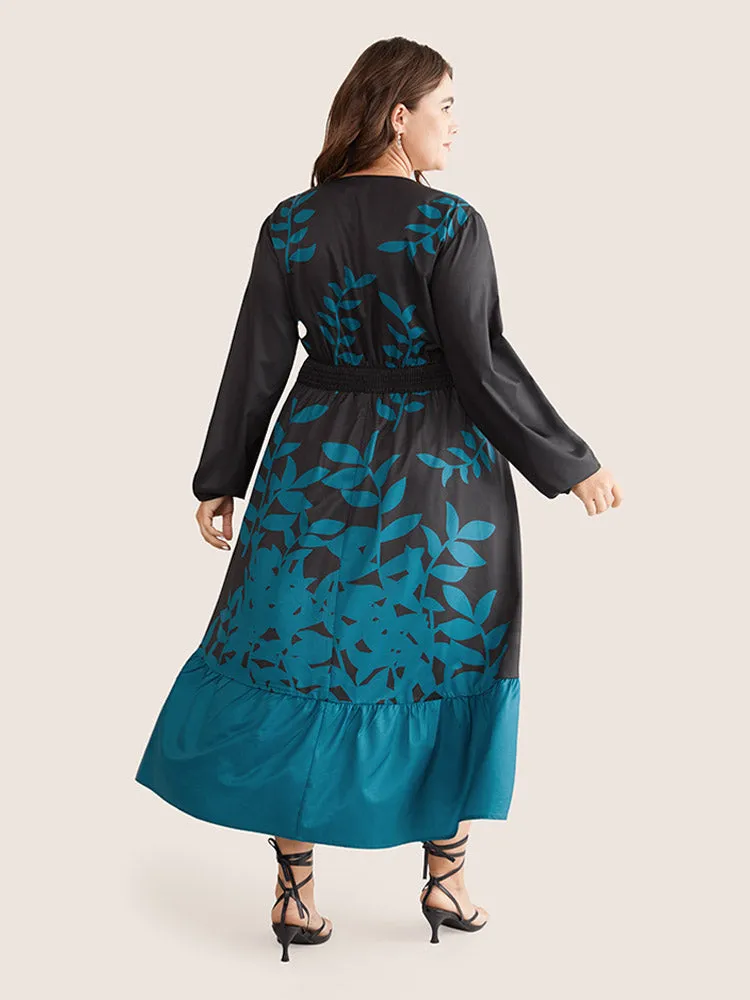 Silhouette Floral Print Surplice Neck Shirred Dress sold by Bloomchic product image thumbnail 4