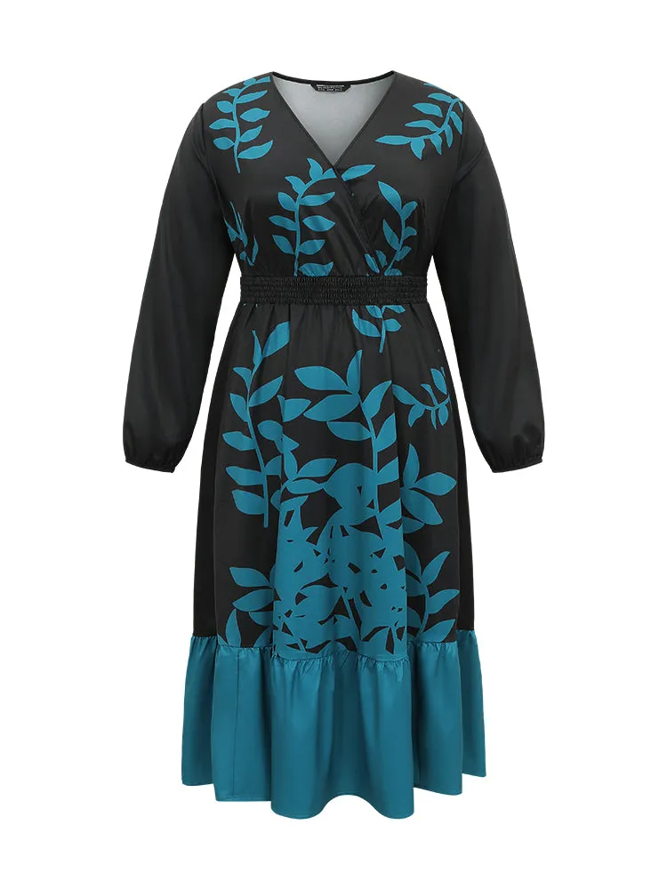 Silhouette Floral Print Surplice Neck Shirred Dress sold by Bloomchic product image thumbnail 5