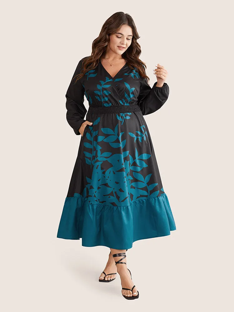 Silhouette Floral Print Surplice Neck Shirred Dress sold by Bloomchic product image thumbnail 2