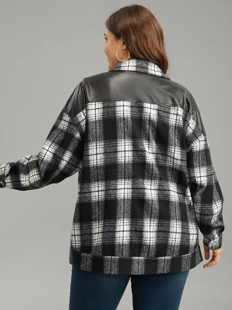 Plaid Patchwork Contrast Button Up Shacket sold by Bloomchic product image thumbnail 2