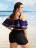Off Shoulder Woven Ribbon Ruffle Trim Swim Top sold by Bloomchic