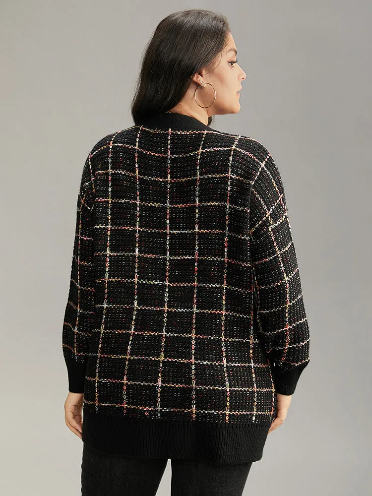 Heather Plaid Elastic Cuffs Cardigan sold by Bloomchic product image thumbnail 2
