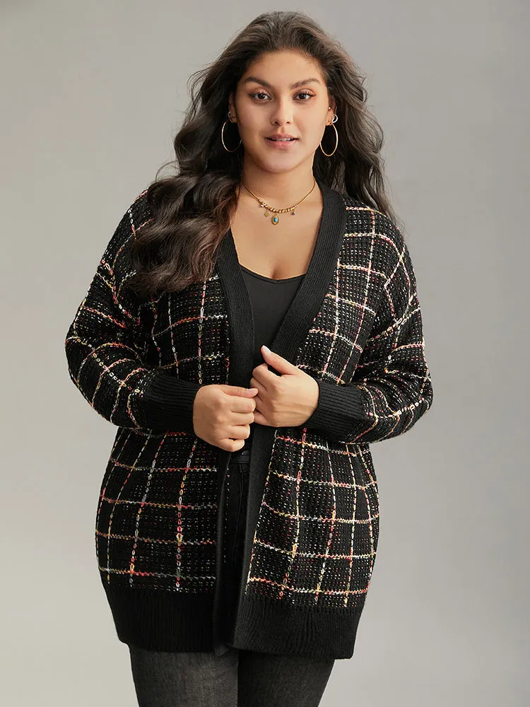 Heather Plaid Elastic Cuffs Cardigan sold by Bloomchic product image thumbnail 3
