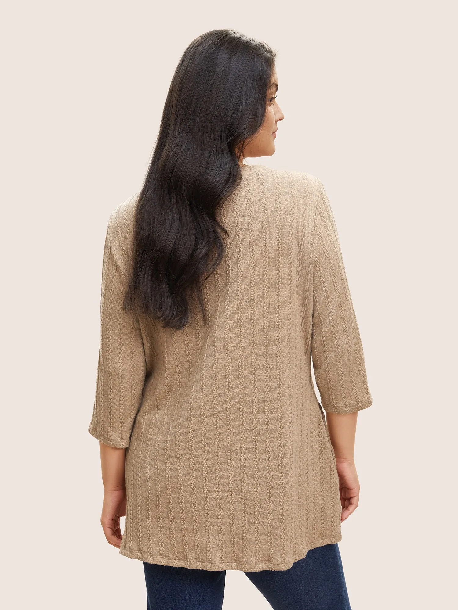 Soldi Cable Knit Pocket Button Up T-shirt sold by Bloomchic product image thumbnail 2