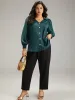 Button Through Puff Sleeve Shirred Blouse sold by Bloomchic