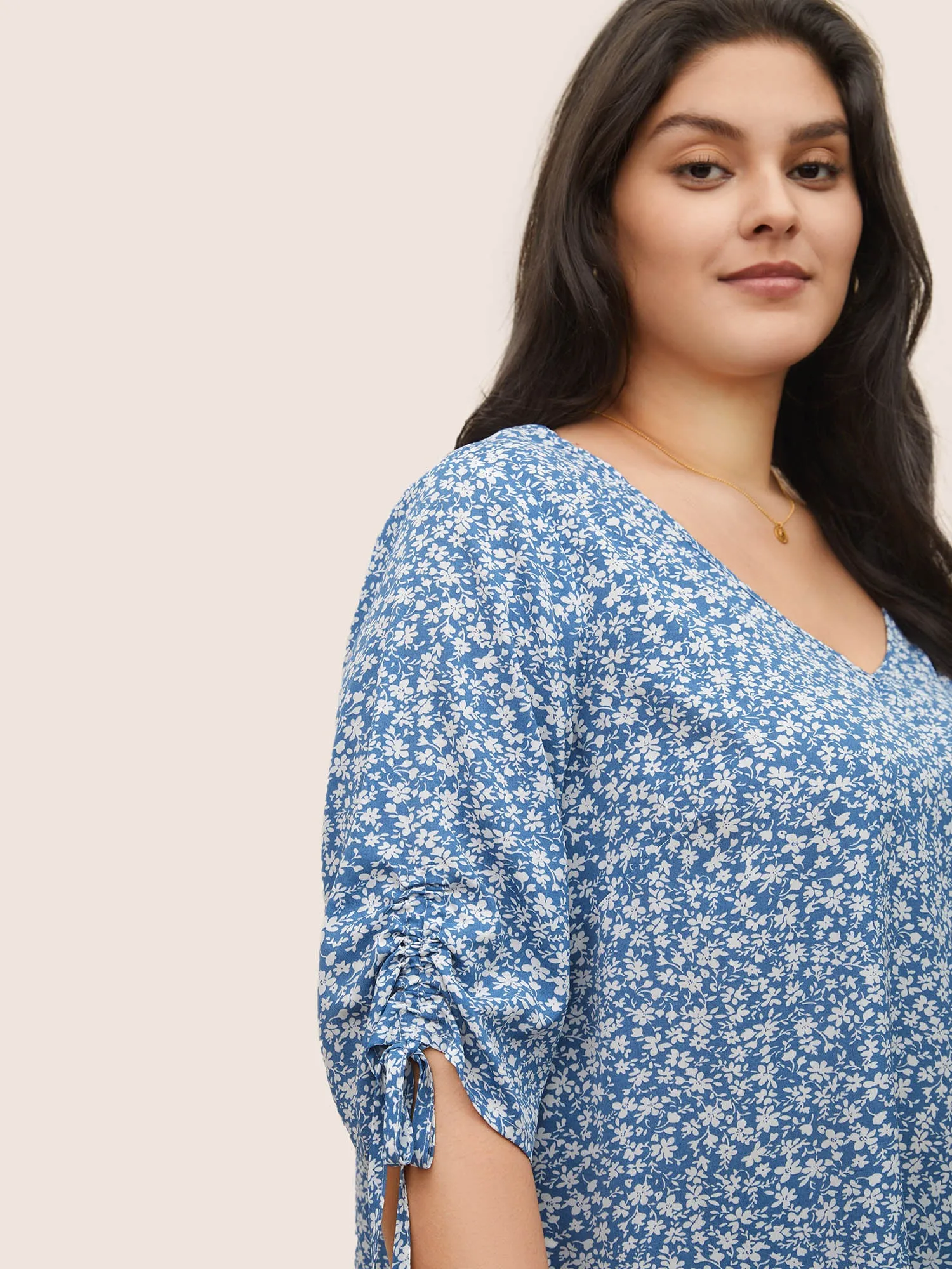 Ditsy Floral Knot Ties Sleeve Blouse sold by Bloomchic product image thumbnail 4