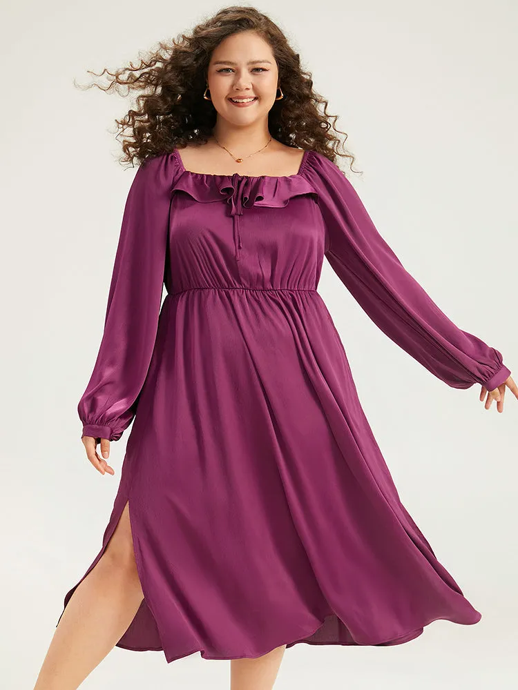 Plain Flutter Trim Ties Split Side Dress sold by Bloomchic product image thumbnail 5