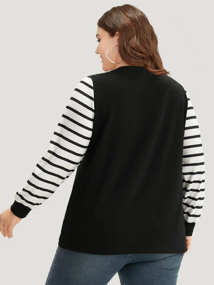 Star Leopard Print Striped Patchwork Crew Neck Sweatshirt sold by Bloomchic product image thumbnail 2