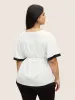 V Neck Patchwork Contrast Tie Knot Blouse sold by Bloomchic