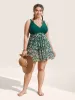 Overlap Collar Ditsy Floral Slit Hem Swim Dress sold by Bloomchic