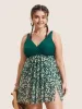 Overlap Collar Ditsy Floral Slit Hem Swim Dress sold by Bloomchic