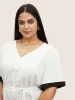 V Neck Patchwork Contrast Tie Knot Blouse sold by Bloomchic