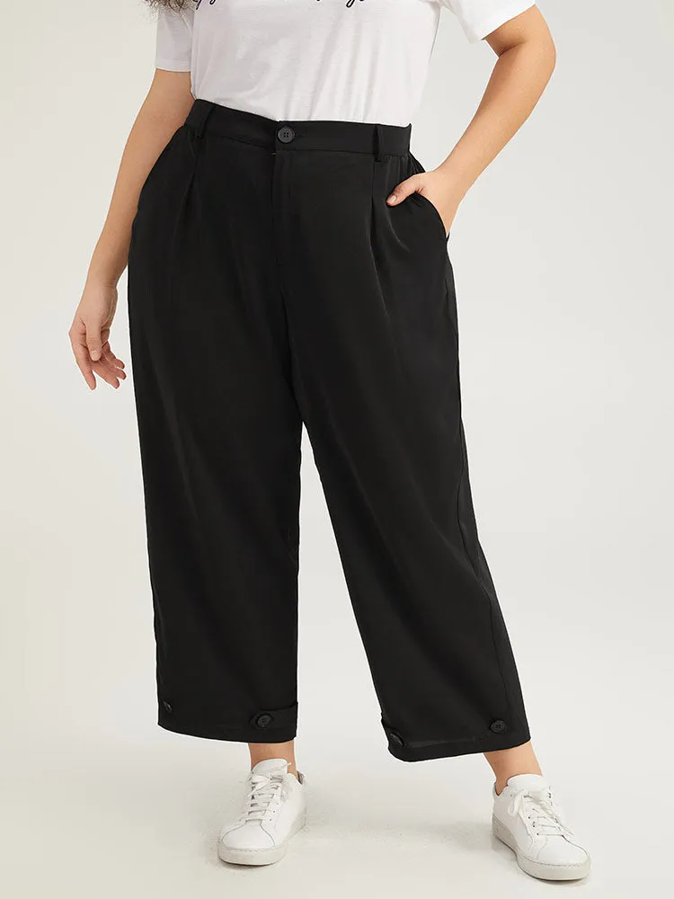 Solid Pocket Button Up Straight Leg Pants sold by Bloomchic