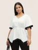V Neck Patchwork Contrast Tie Knot Blouse sold by Bloomchic