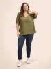 V Neck Waffle Knit Crochet Lace T-shirt sold by Bloomchic