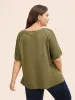 V Neck Waffle Knit Crochet Lace T-shirt sold by Bloomchic
