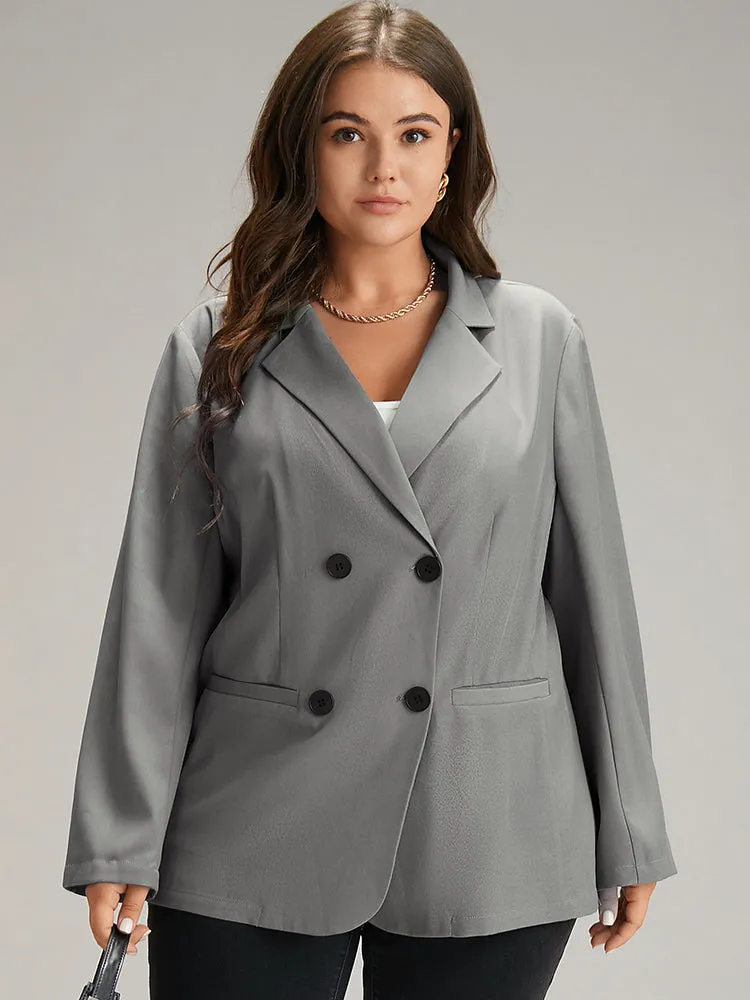 Suit Collar Solid Double Breasted Blazer sold by Bloomchic