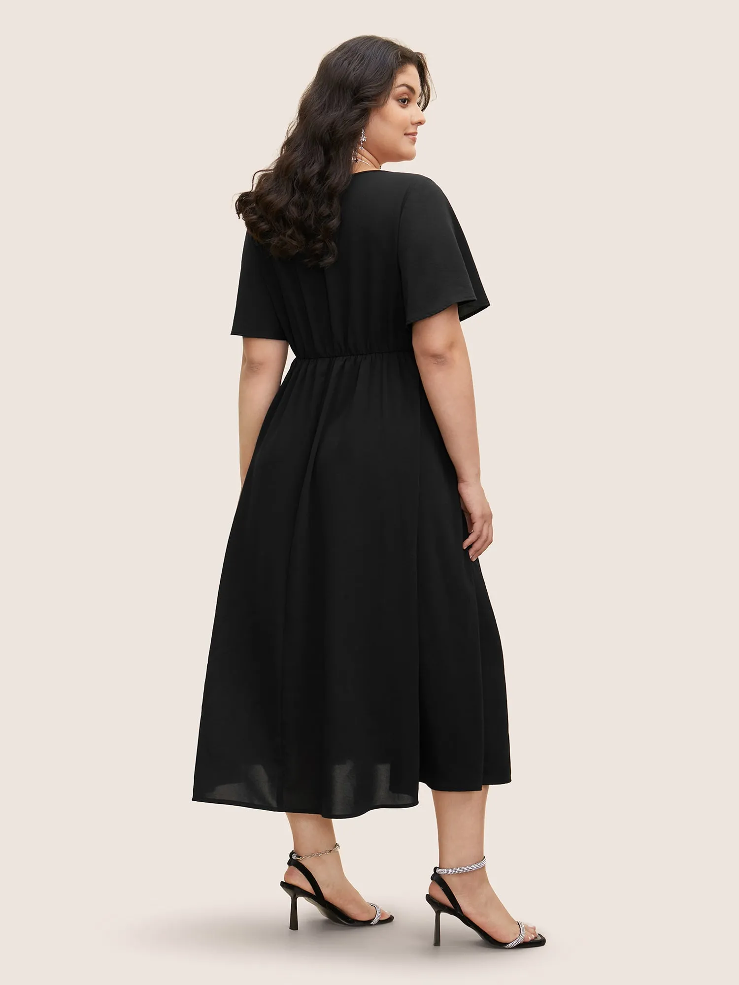 Square Neck Guipure Lace Ruffle Sleeve Dress sold by Bloomchic product image thumbnail 4