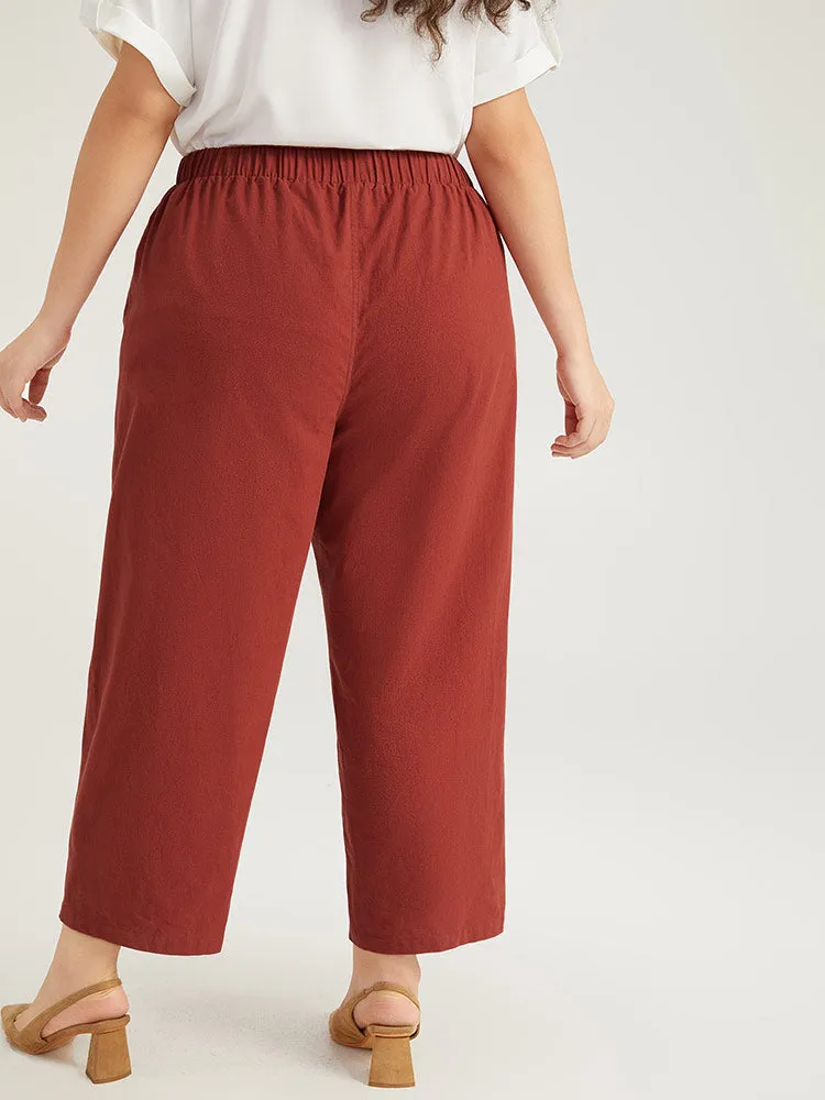 Plain Button Up Pocket Straight High Rise Leg Pants sold by Bloomchic product image thumbnail 4