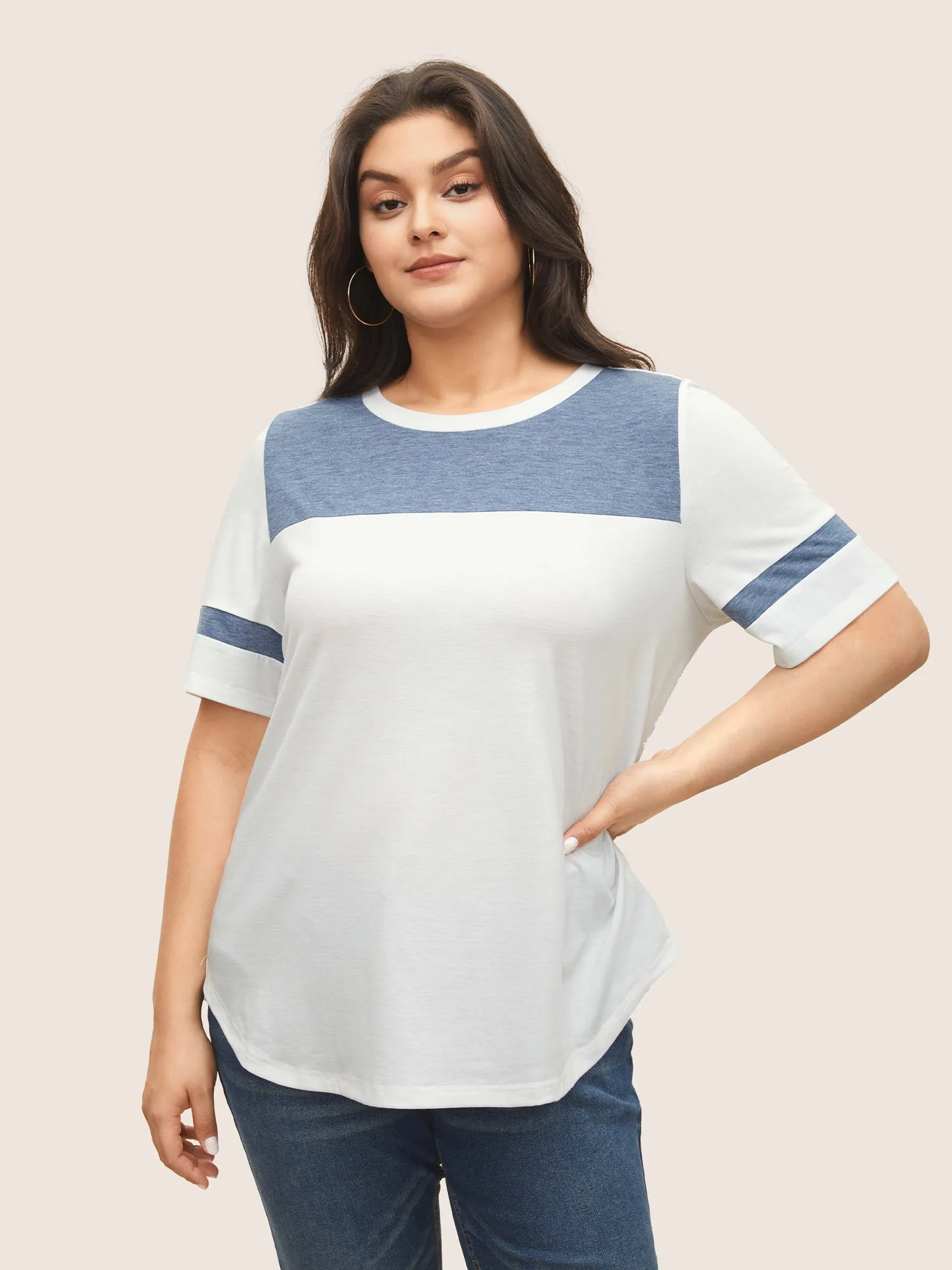 Supersoft Essentials Patchwork Contrast T-shirt sold by Bloomchic