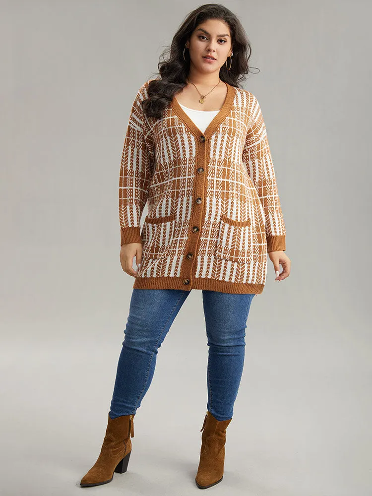 Boho Print Contrast Pocket Open Front Cardigan sold by Bloomchic product image thumbnail 5