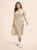 U Neck Textured Split Hem Dress sold by Bloomchic
