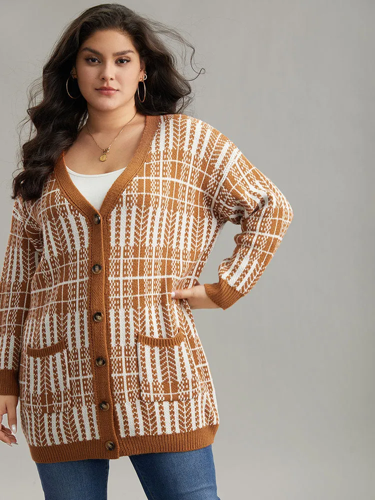 Boho Print Contrast Pocket Open Front Cardigan sold by Bloomchic product image thumbnail 3