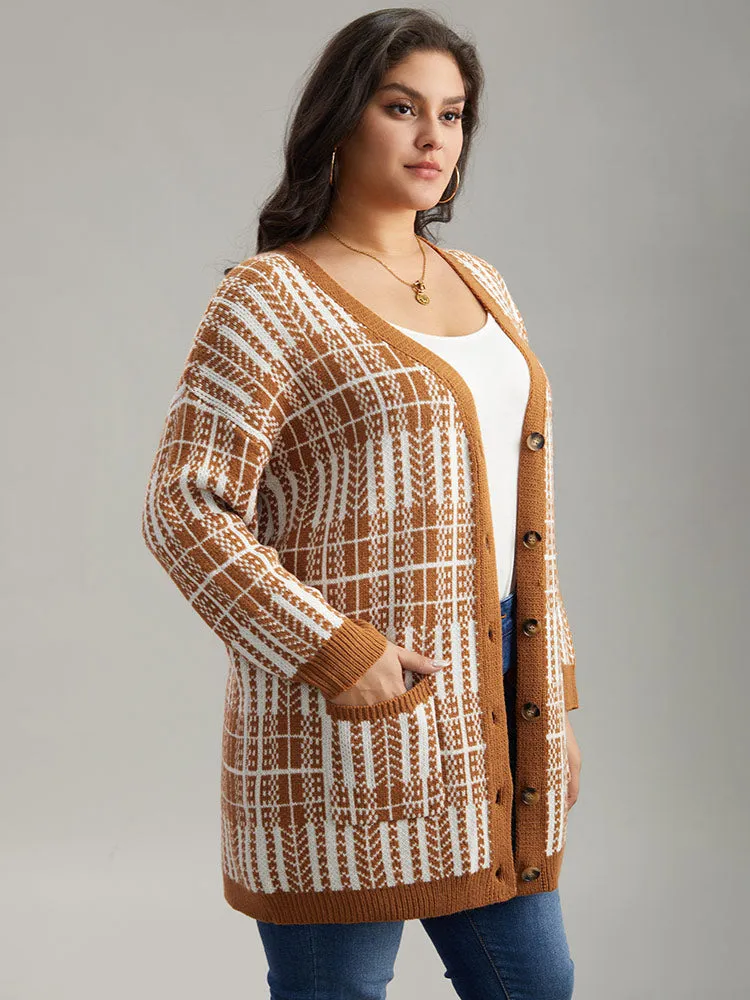 Boho Print Contrast Pocket Open Front Cardigan sold by Bloomchic product image thumbnail 4