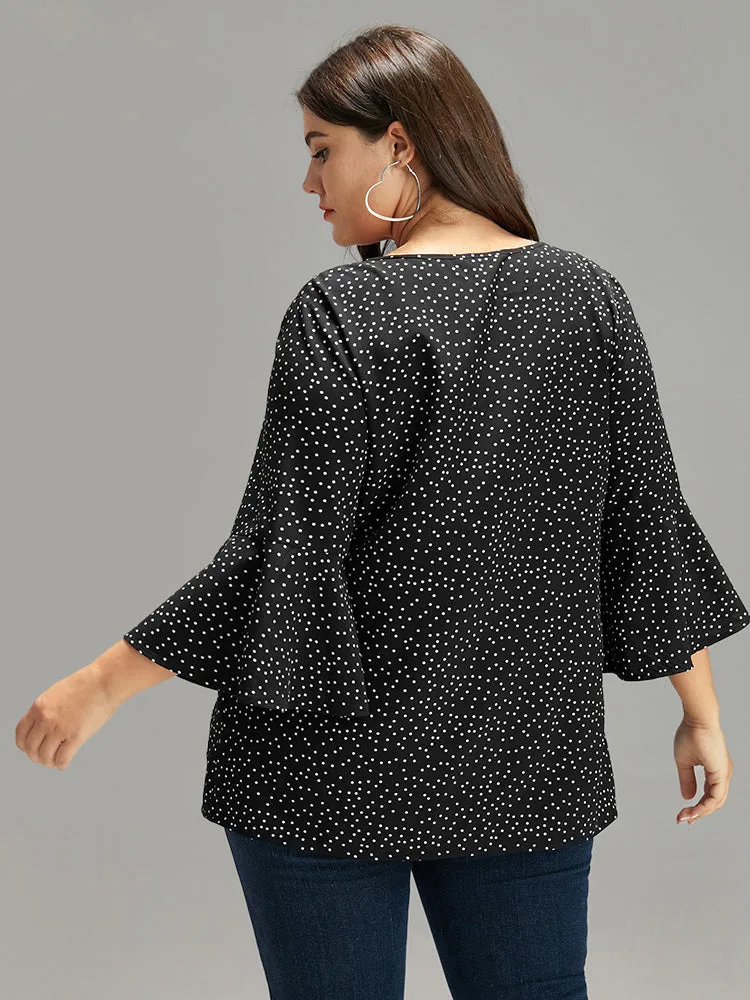 Polka Dot Crochet Lace Button Detail Blouse sold by Bloomchic product image thumbnail 4