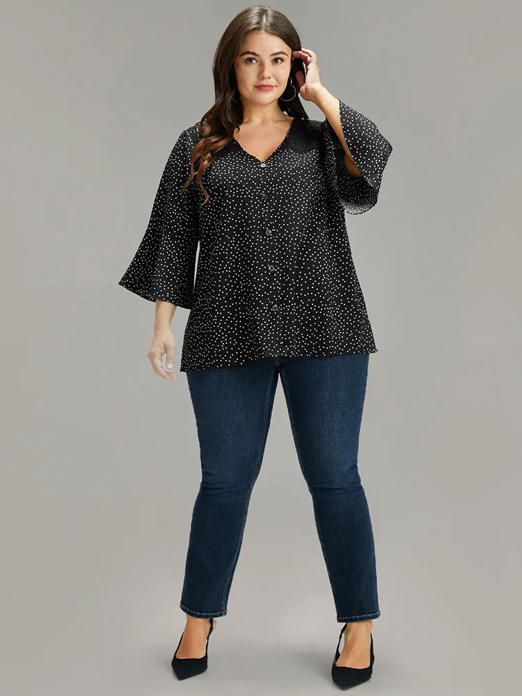 Polka Dot Crochet Lace Button Detail Blouse sold by Bloomchic product image thumbnail 3