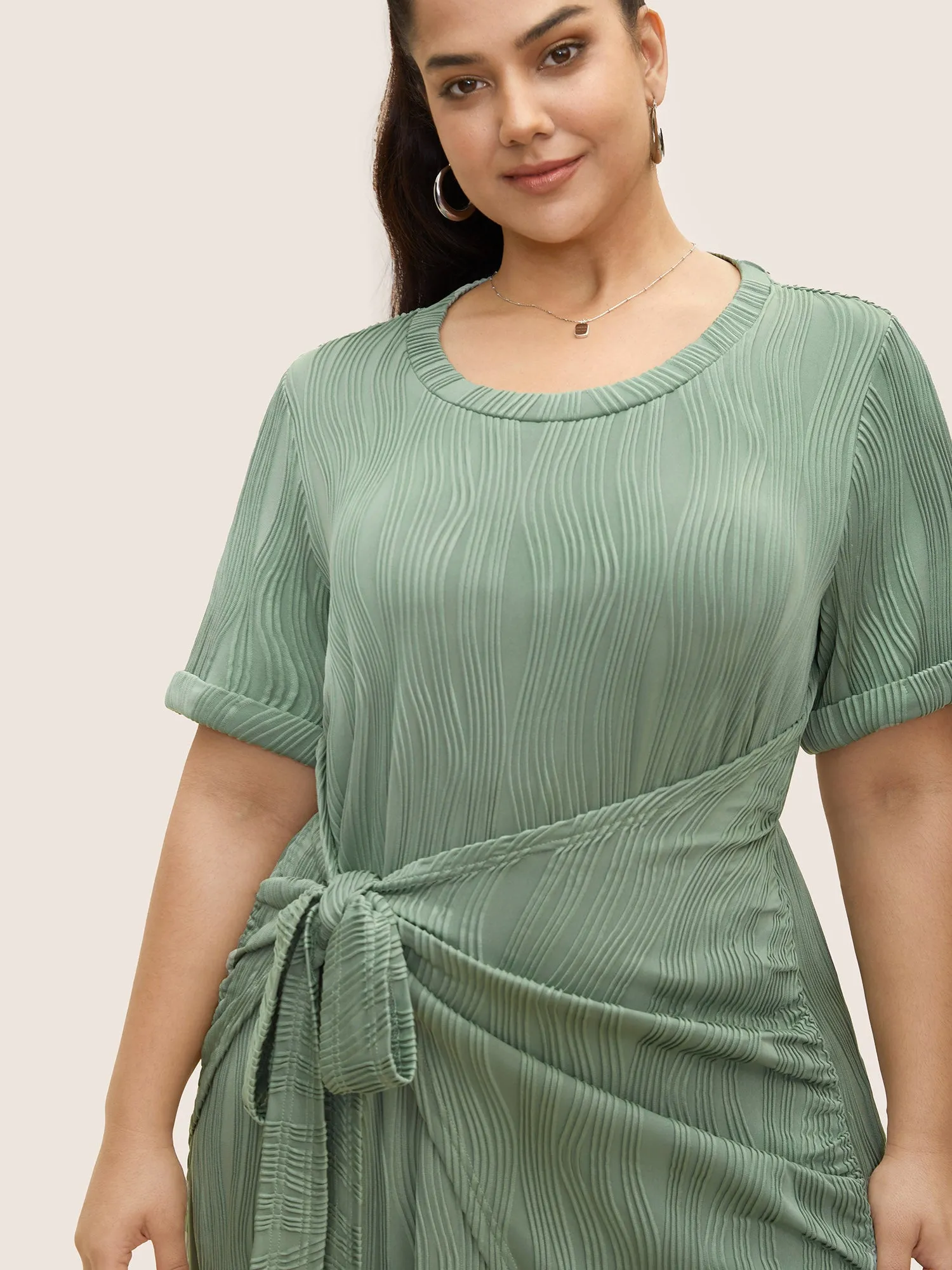 Round Neck Pit Strip Tie Knot Dress sold by Bloomchic product image thumbnail 4