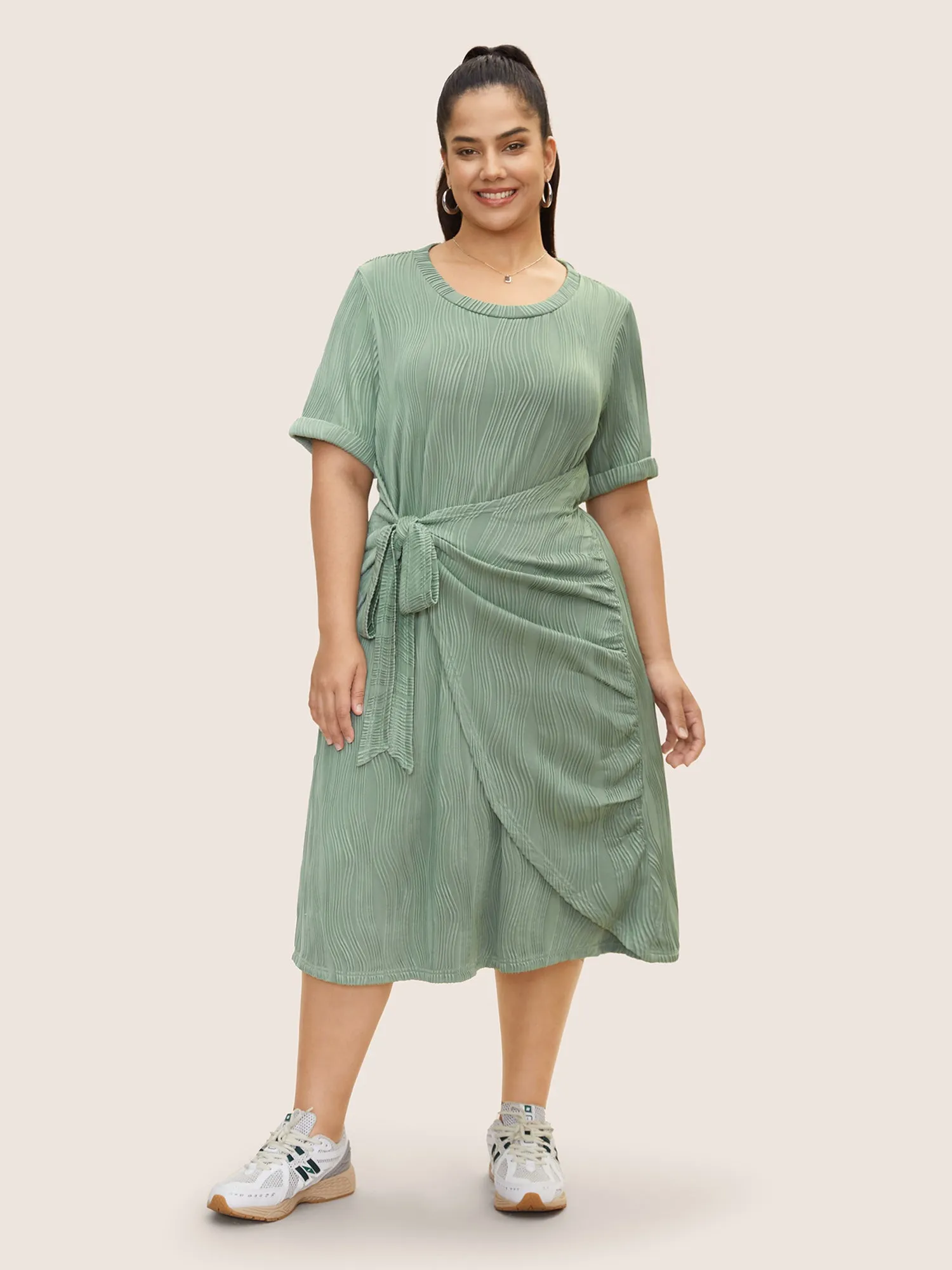 Round Neck Pit Strip Tie Knot Dress sold by Bloomchic
