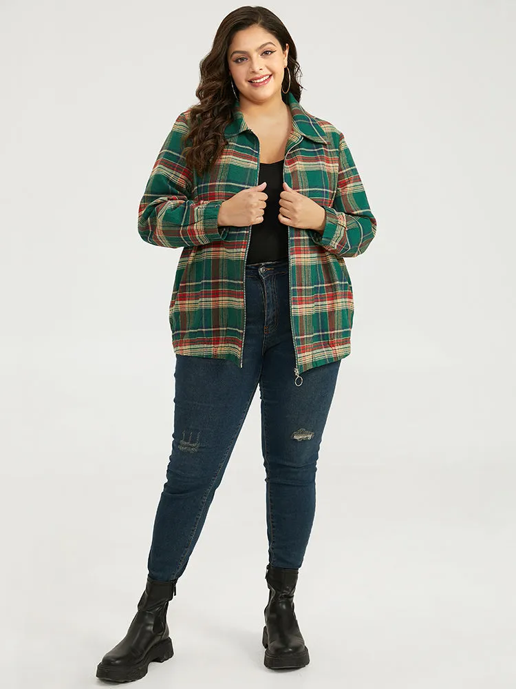 Plaid Contrast Zipper Pocket Jacket sold by Bloomchic product image thumbnail 4