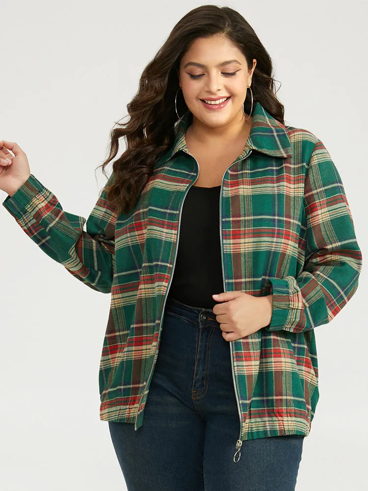 Plaid Contrast Zipper Pocket Jacket sold by Bloomchic product image thumbnail 5