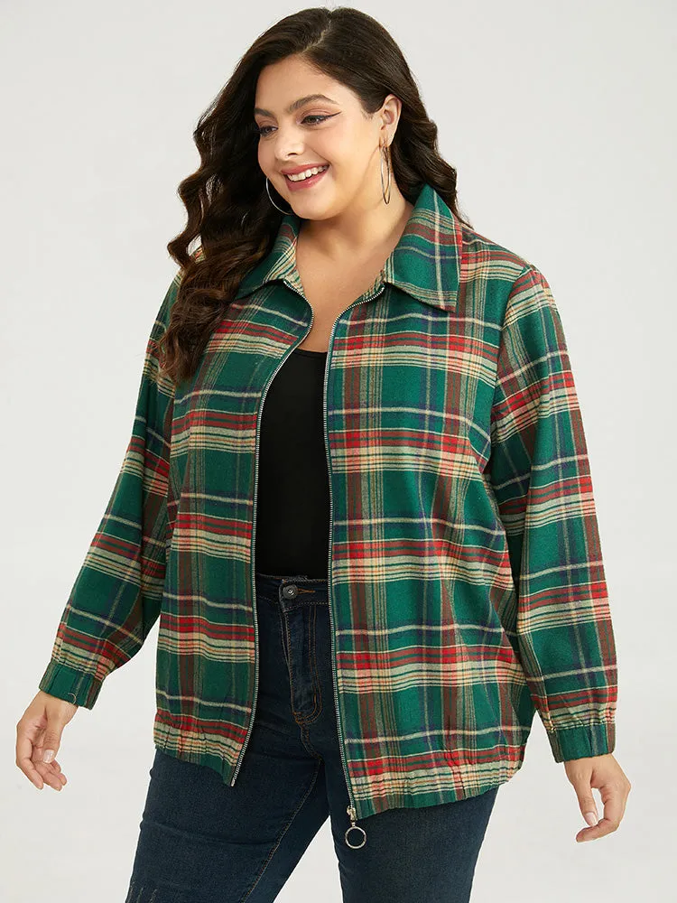 Plaid Contrast Zipper Pocket Jacket sold by Bloomchic product image thumbnail 3