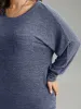 Plain Heather Patched Pocket Dolman Sleeve T-shirt sold by Bloomchic