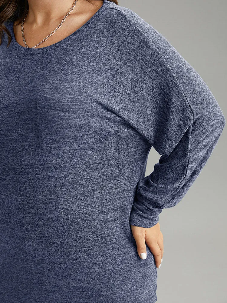 Plain Heather Patched Pocket Dolman Sleeve T-shirt sold by Bloomchic product image thumbnail 5