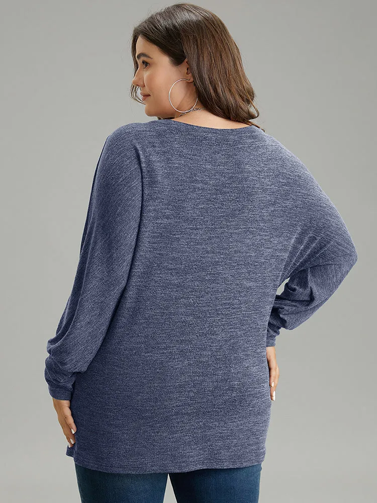 Plain Heather Patched Pocket Dolman Sleeve T-shirt sold by Bloomchic product image thumbnail 2