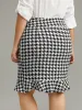 Houndstooth Ruffle Hem Bodycon Skirt sold by Bloomchic
