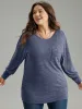 Plain Heather Patched Pocket Dolman Sleeve T-shirt sold by Bloomchic