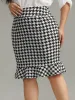 Houndstooth Ruffle Hem Bodycon Skirt sold by Bloomchic
