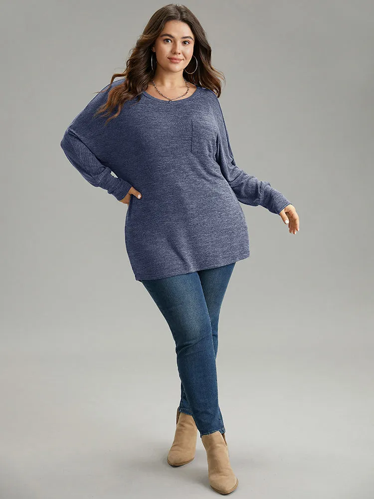 Plain Heather Patched Pocket Dolman Sleeve T-shirt sold by Bloomchic product image thumbnail 4