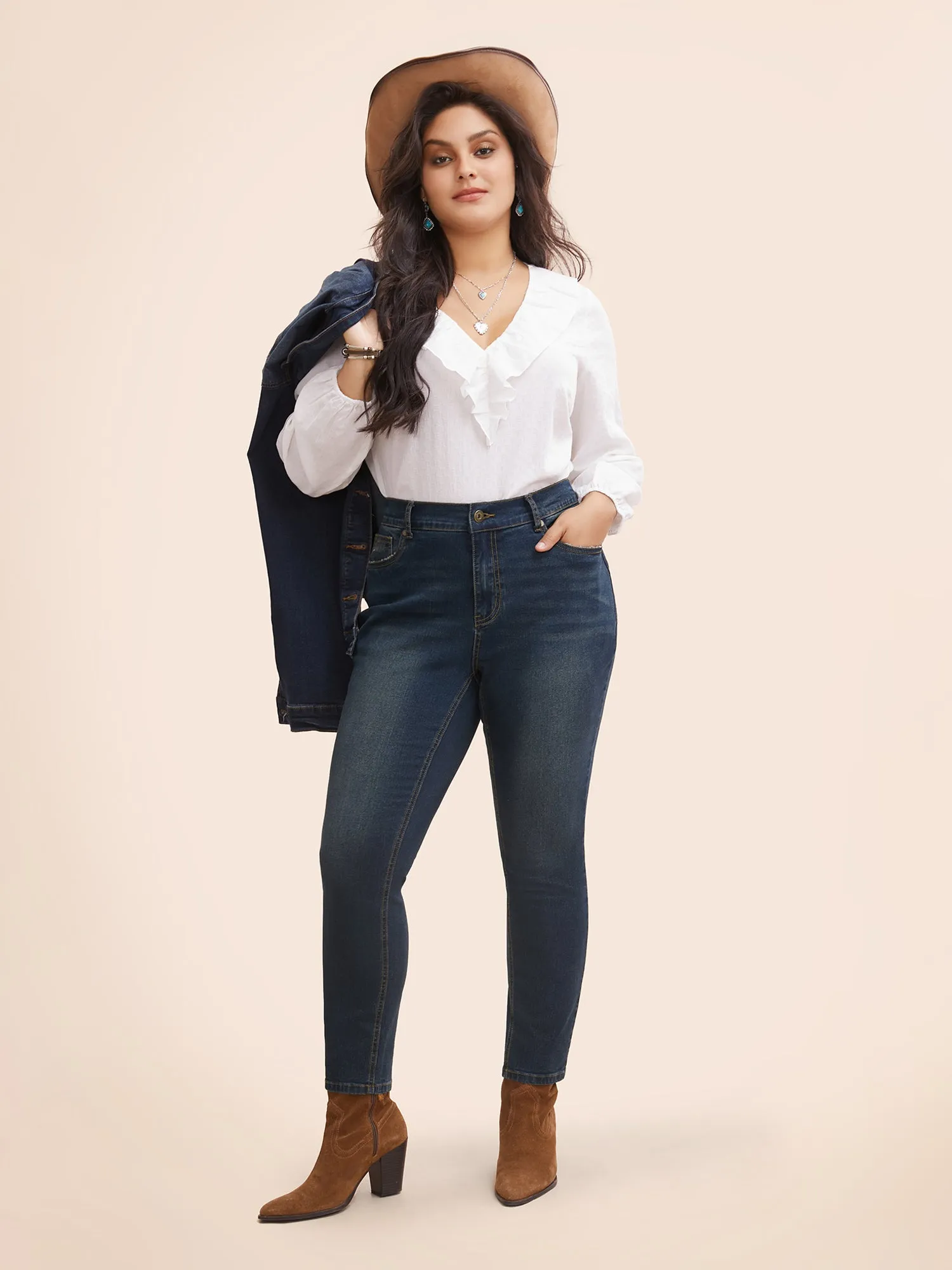 Stretch Denim Pocket Distressing Slim-Fit Jeans sold by Bloomchic product image thumbnail 3