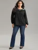 Floral Embroidered Gathered Elastic Cuffs T-shirt sold by Bloomchic